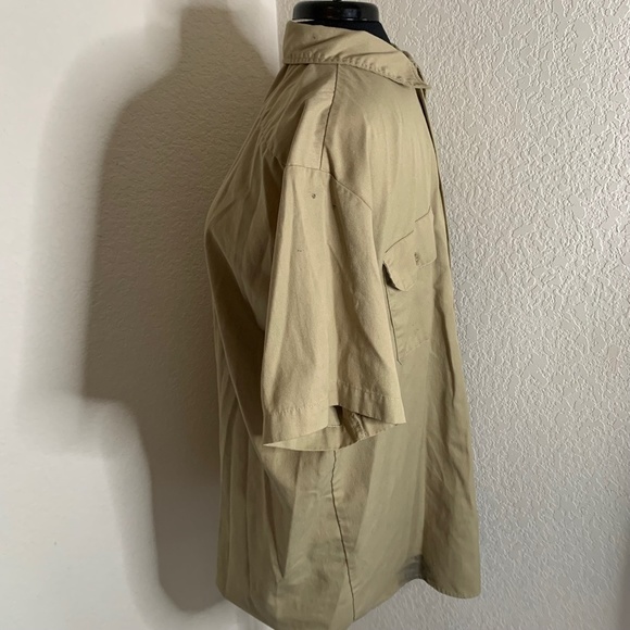 𝅺DICKIES Tan Short Sleeve Workwear Button Up Shirt Men's Size Large (1054) - Picture 3 of 14